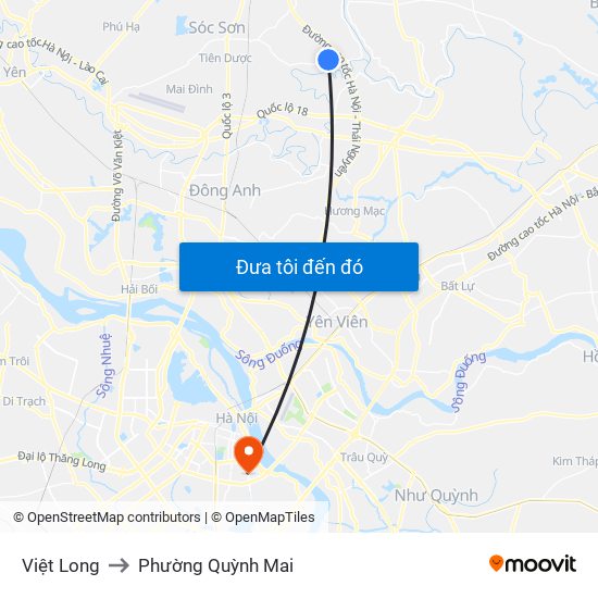 Việt Long to Phường Quỳnh Mai map