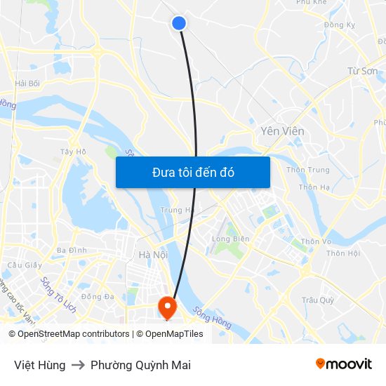 Việt Hùng to Phường Quỳnh Mai map