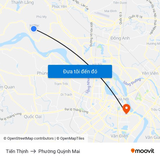 Tiến Thịnh to Phường Quỳnh Mai map