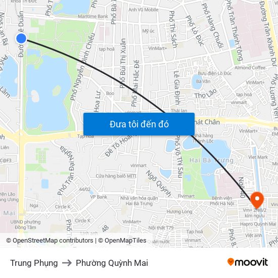 Trung Phụng to Phường Quỳnh Mai map