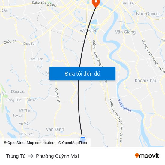 Trung Tú to Phường Quỳnh Mai map