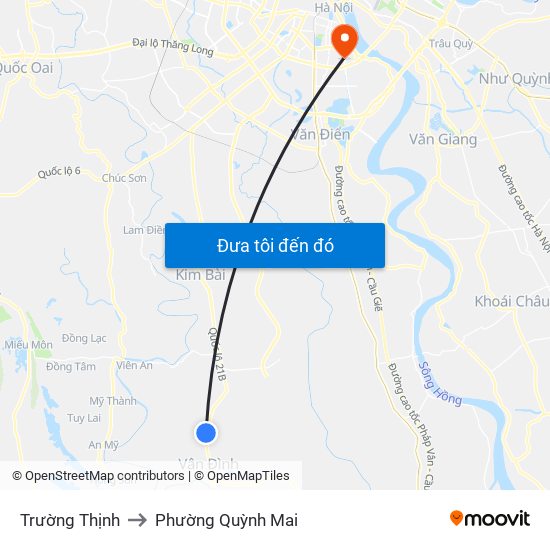 Trường Thịnh to Phường Quỳnh Mai map