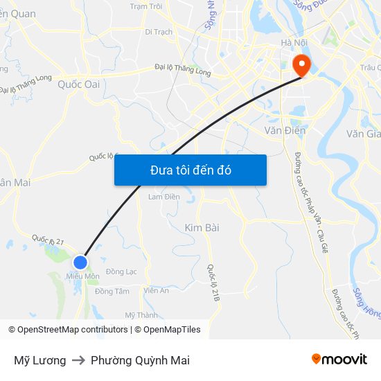 Mỹ Lương to Phường Quỳnh Mai map