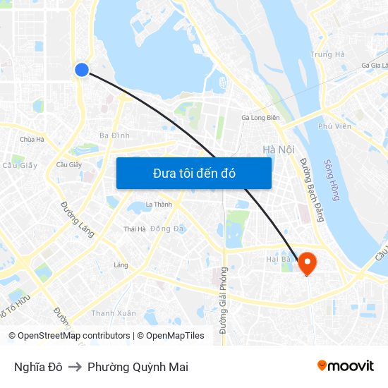 Nghĩa Đô to Phường Quỳnh Mai map