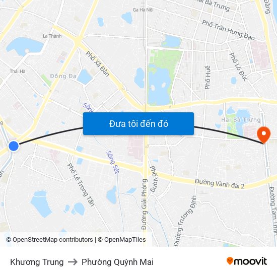 Khương Trung to Phường Quỳnh Mai map