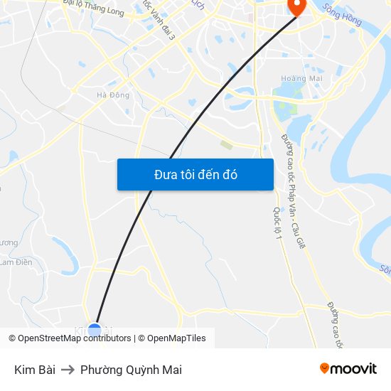 Kim Bài to Phường Quỳnh Mai map