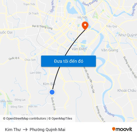 Kim Thư to Phường Quỳnh Mai map