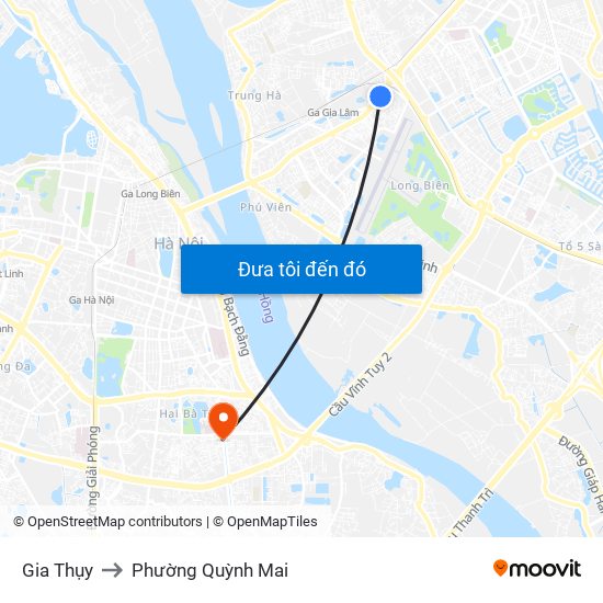 Gia Thụy to Phường Quỳnh Mai map