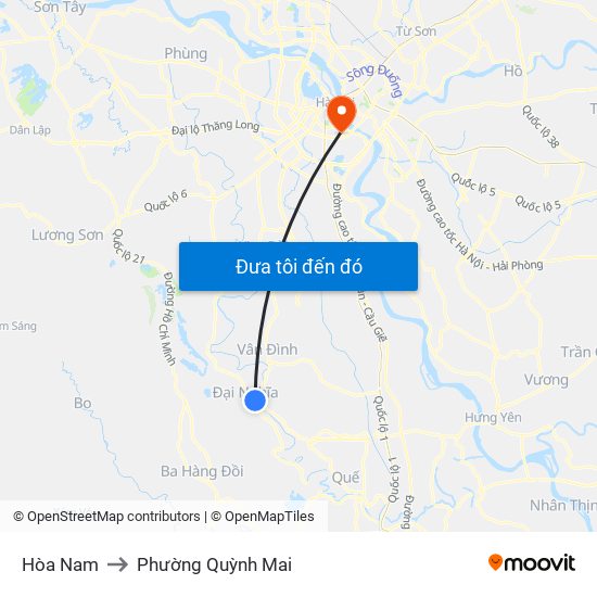 Hòa Nam to Phường Quỳnh Mai map