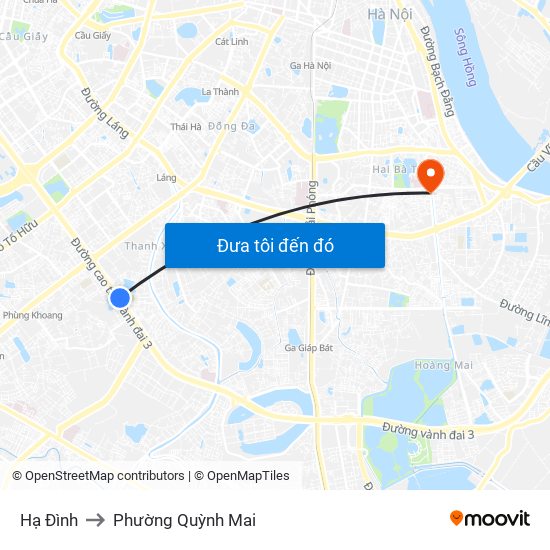 Hạ Đình to Phường Quỳnh Mai map