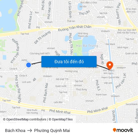 Bách Khoa to Phường Quỳnh Mai map