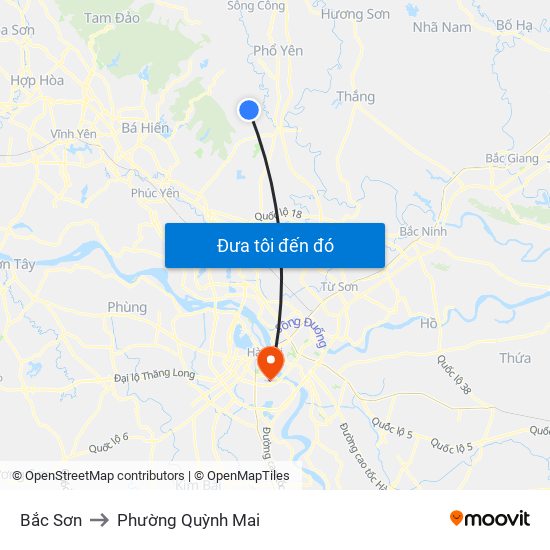 Bắc Sơn to Phường Quỳnh Mai map