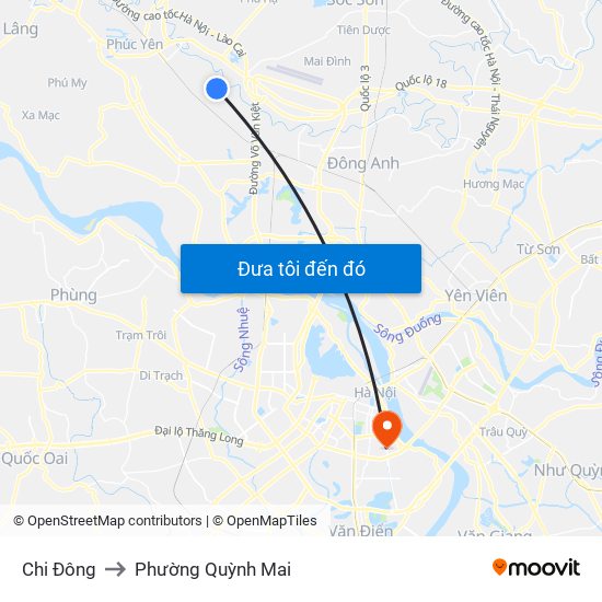 Chi Đông to Phường Quỳnh Mai map