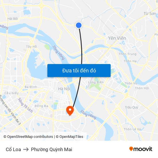Cổ Loa to Phường Quỳnh Mai map