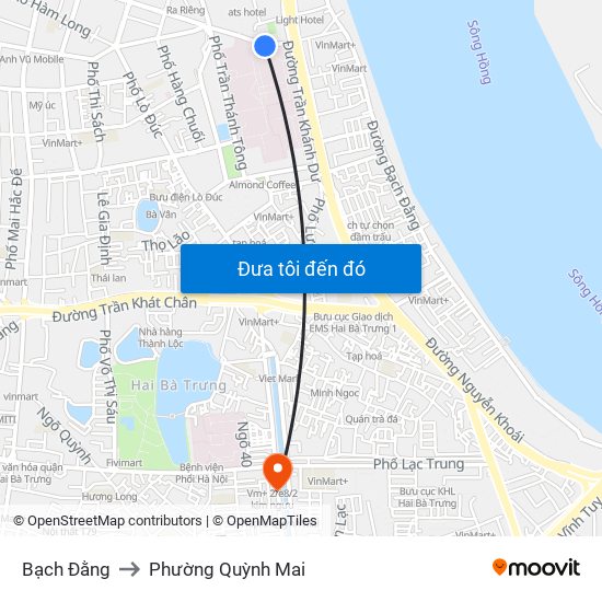 Bạch Đằng to Phường Quỳnh Mai map