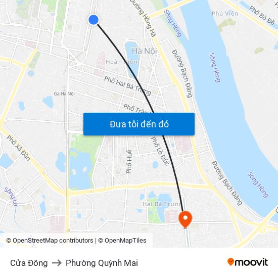 Cửa Đông to Phường Quỳnh Mai map