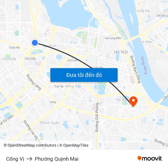 Cống Vị to Phường Quỳnh Mai map