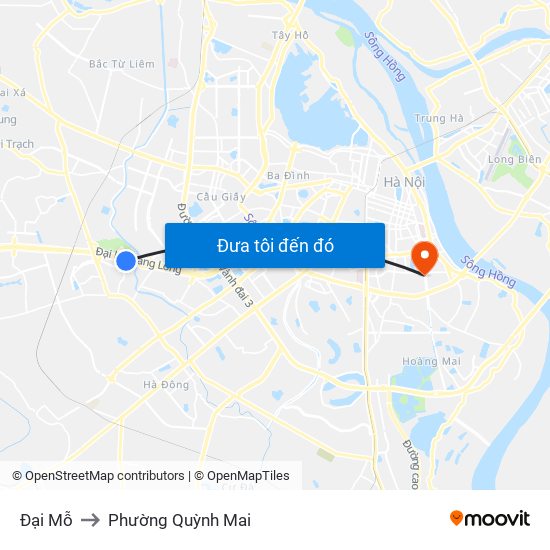 Đại Mỗ to Phường Quỳnh Mai map