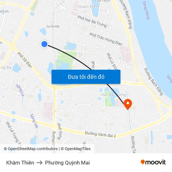 Khâm Thiên to Phường Quỳnh Mai map