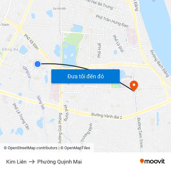 Kim Liên to Phường Quỳnh Mai map