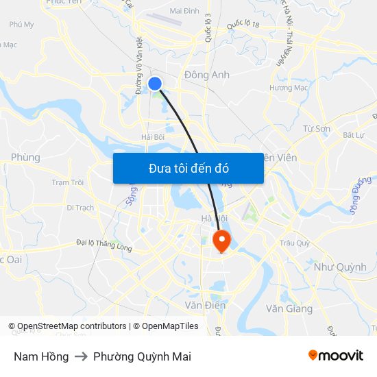 Nam Hồng to Phường Quỳnh Mai map