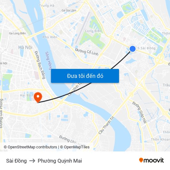 Sài Đồng to Phường Quỳnh Mai map