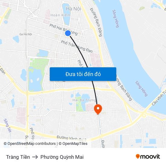 Tràng Tiền to Phường Quỳnh Mai map