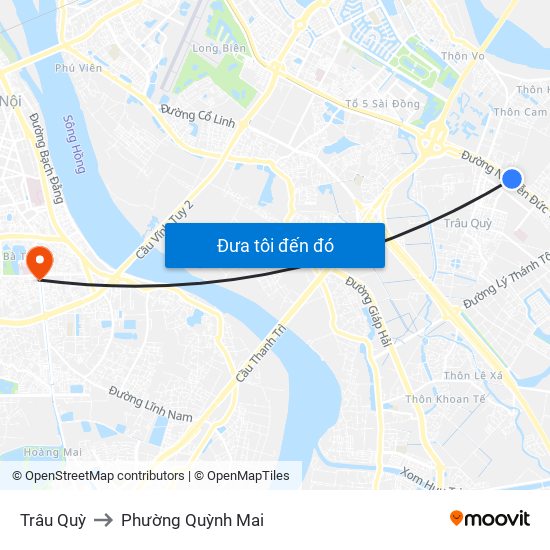 Trâu Quỳ to Phường Quỳnh Mai map