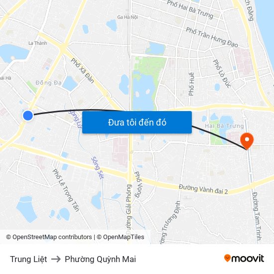 Trung Liệt to Phường Quỳnh Mai map