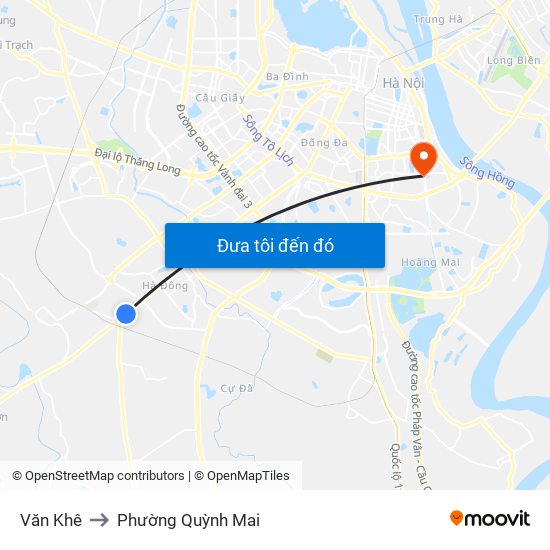Văn Khê to Phường Quỳnh Mai map