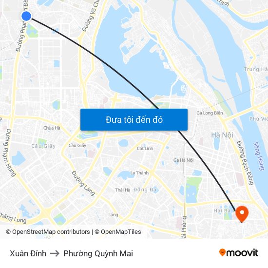 Xuân Đỉnh to Phường Quỳnh Mai map