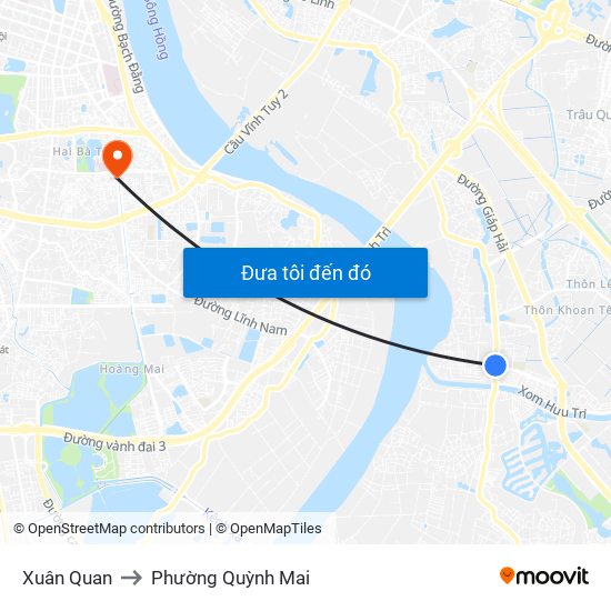 Xuân Quan to Phường Quỳnh Mai map