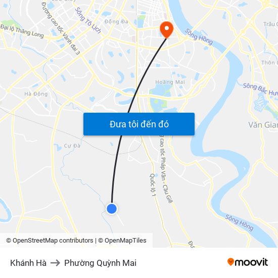 Khánh Hà to Phường Quỳnh Mai map
