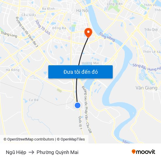 Ngũ Hiệp to Phường Quỳnh Mai map