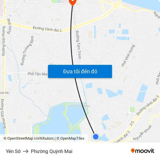 Yên Sở to Phường Quỳnh Mai map