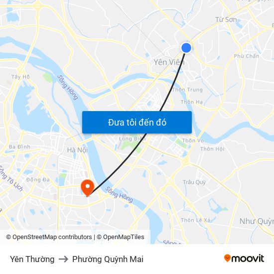 Yên Thường to Phường Quỳnh Mai map