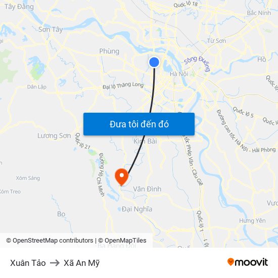 Xuân Tảo to Xã An Mỹ map