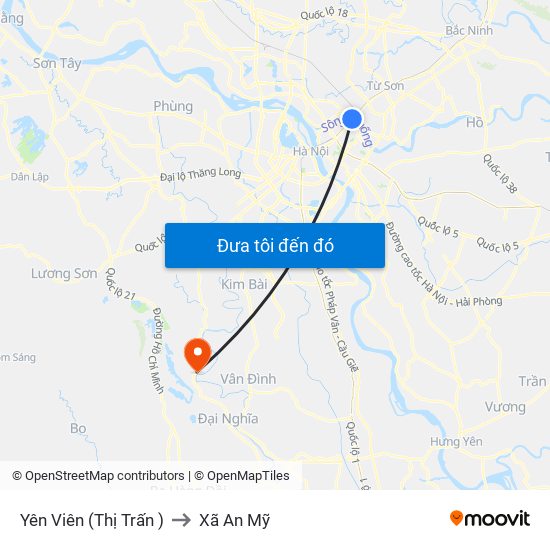 Yên Viên (Thị Trấn ) to Xã An Mỹ map