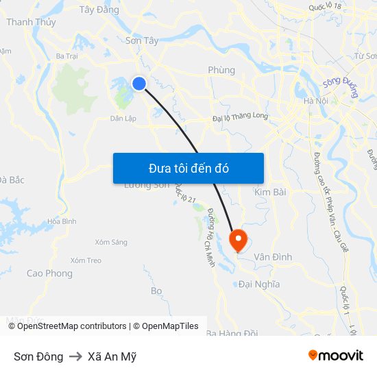 Sơn Đông to Xã An Mỹ map