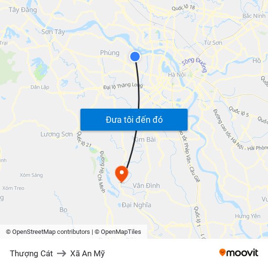 Thượng Cát to Xã An Mỹ map