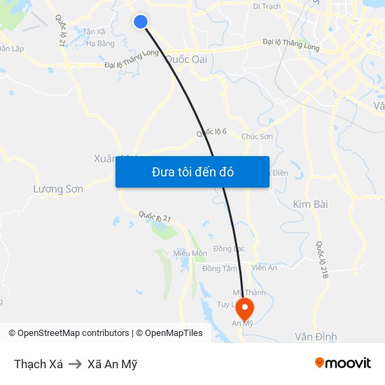 Thạch Xá to Xã An Mỹ map