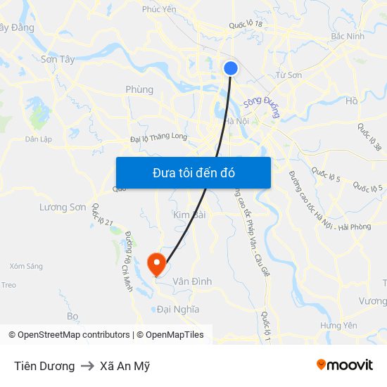 Tiên Dương to Xã An Mỹ map