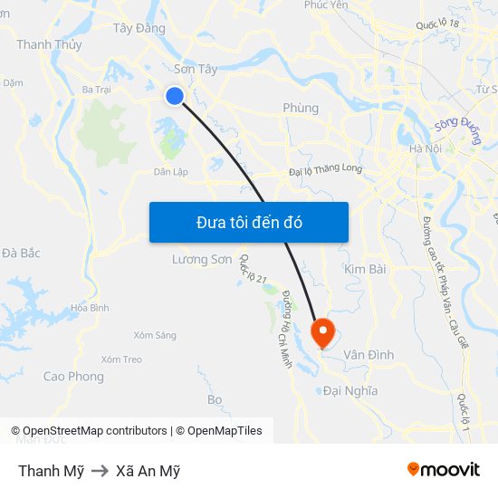 Thanh Mỹ to Xã An Mỹ map