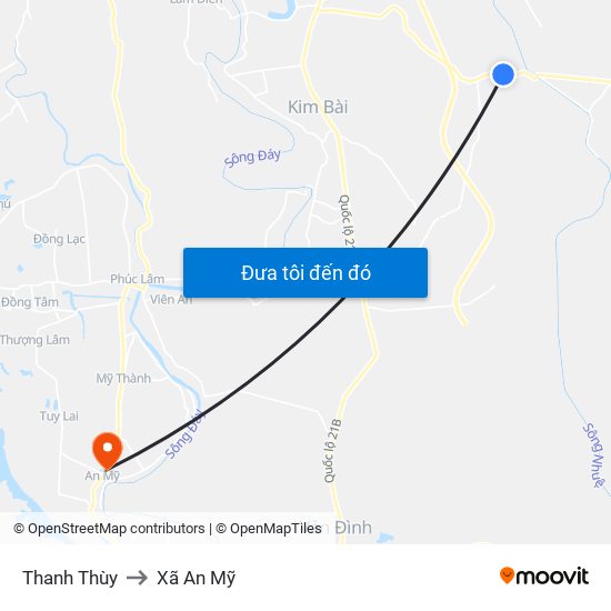 Thanh Thùy to Xã An Mỹ map