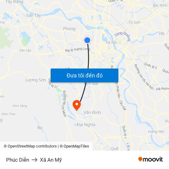 Phúc Diễn to Xã An Mỹ map