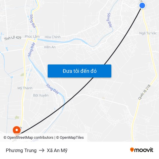 Phương Trung to Xã An Mỹ map