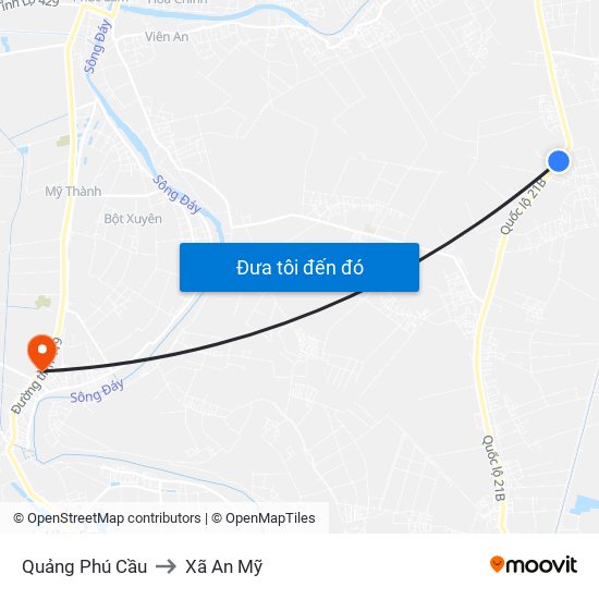 Quảng Phú Cầu to Xã An Mỹ map