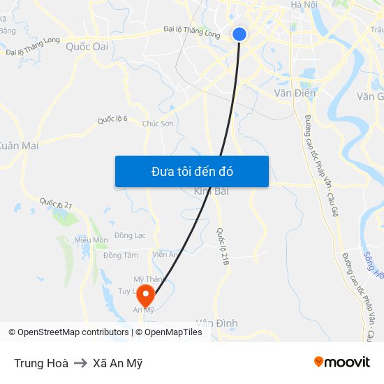 Trung Hoà to Xã An Mỹ map