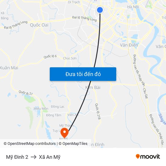 Mỹ Đình 2 to Xã An Mỹ map