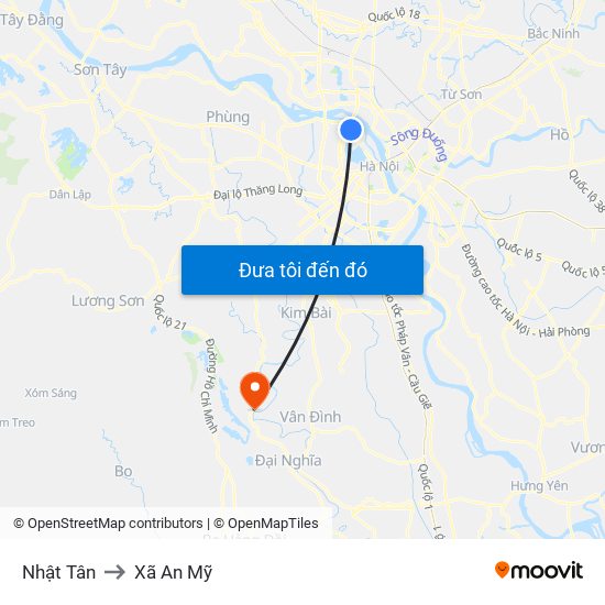 Nhật Tân to Xã An Mỹ map